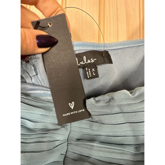 NWT Lulus Seriously Sensational Light Blue Strapless Tiered Maxi Dress Size XL - Picture 9 of 9